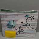 HVEST Teal Daisy Wall Art Vintage Flower and Butterfly on Rustic Wooden Abstract Painting Farmhouse Plant Wall Art for Bathroom Living Room Bedroom Kitchen Decor Ready to Hang, 16Lx12W Inches