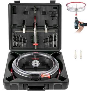 VEVOR Adjustable Hole Saw Cutter Kit, 1-5/8" to 8" (40-200 mm), Two Replaceable Pilot Drill Bits, Twin Blade Recessed Hole Saw with PC Dust Shield, for Recessed Lights, Ceiling Speakers, Vent Holes