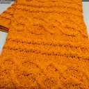 Admitrack Chunky Knit Blanket Throw, 100% Hand Knit Chenille Throw Blanket for Sofa & Home Decor, Soft and Cozy Knitted Throw Blankets (Orange, 51"x63")