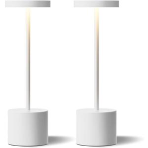 Kakanuo White Cordless Lamp Set, Rechargeable Lamp, 3 Color Temperature, LED Outdoor Wireless Lamps, Battery Operated Lamps, Stepless Dimmable, Touch Control (2 Pack)
