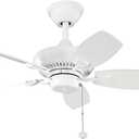 Kichler Canfield 30" Ceiling Fan in White, 5-Blade Indoor/Outdoor Fan with Pull Chain Controls, (30" W x 15" H), 300103WH