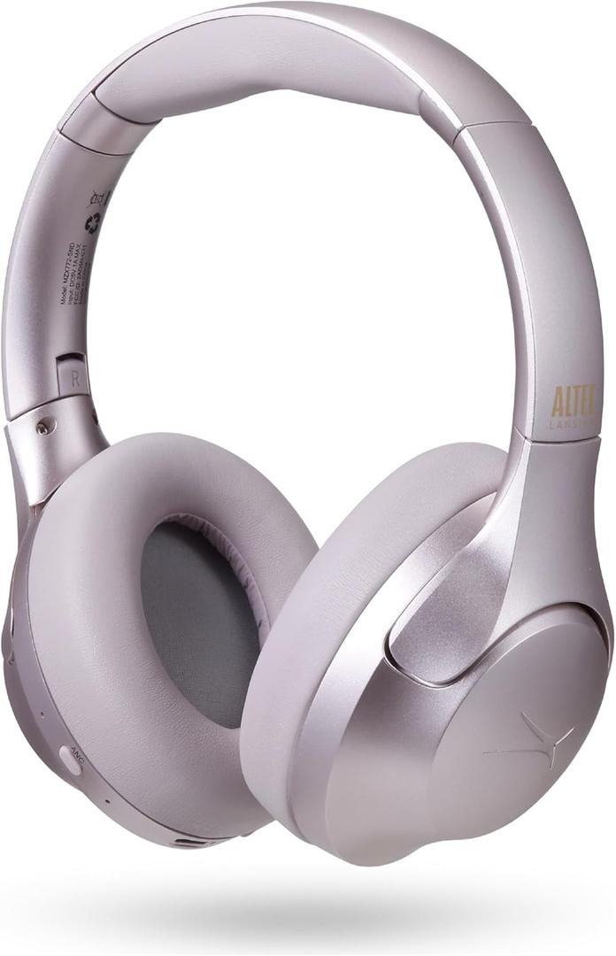 Altec Lansing ComfortQ 2.0 Over Ear Bluetooth Headphones, Wireless Noise Cancelling Headphones with 50-Hour Battery, Foldable Design, Voice Assistant, Quick Charge, Bluetooth 5.3, Champagne Metallic