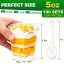 Ginkgo 100 Sets (300 Pieces) 5 oz Dessert Cups with Lids and Spoons, Clear Plastic Parfait Cups, Disposable Appetizer Cups for Pudding, Jello, Mousse, Ice Cream, Party & Catering Supplies