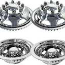 17" Stainless Steel Wheel Simulators, 8 Lug Snap-On RV Hubcaps,17 Wheel Cover Compatible with 2003-2025 Dodge RAM 3500 Dually, 2005-2025 Ford F350 Dually, 2008-2025 Chevy 3500 Dually