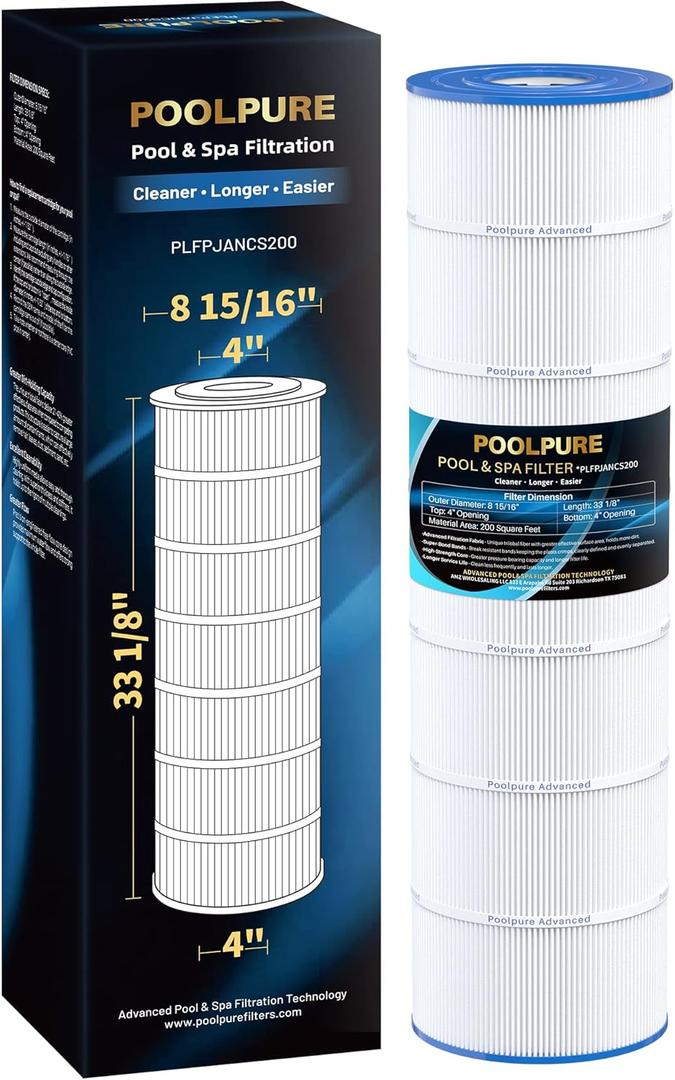 POOLPURE PLFPJANCS200 Pool Filter Replaces Jandy CS200, PJANCS200, Ultral-B9, R0462400, Unicel C-8418, Filbur FC-0823, Aladdin 35002, 200 Sq.ft Filter Cartridge, 1 Pack