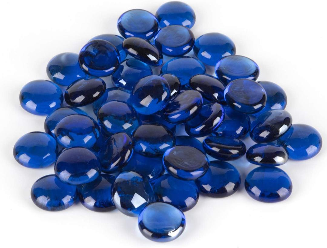 WGV Flat Marbles, Pebbles, Glass Gems for Vase Fillers, Party Table Scatter, Wedding, Decoration, Landscaping, Aquarium Decor, Crystal Rocks, Blue (5 Pounds, Approx 500 pcs)
