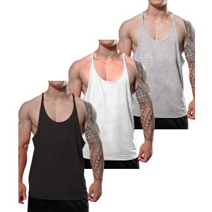JEEING GEAR Men's Stringer Bodybuilding Workout Gym Tank Tops Training Y Back Cotton, XL