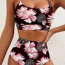 Herseas 2 Piece High Waisted Bikini Set for Women 2026 Spaghetti Straps Swim Top with Reversible Bottom Bathing Suit (Black, M)