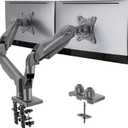 HUANUO Dual Monitor Stand, Fully Adjustable Monitor Desk Mount for 1332 Computer Screens, Full Motion VESA 75x75/100x100 with C-Clamp & Grommet Base, Each Arm Holds 4.4 to 19.8 lbs -Grey