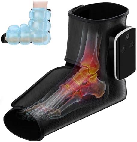 WBHLDM Portable Air Compression Ankle and Foot Massager with Heat for Pain Relief and Circulation, Smart Timer, Cordless Foot Massager for Neuropathy, Gifts for Mom Dad Men Women (Size 6 to 10,1PC)
