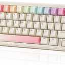 YUNZII B68 Wireless Mechanical Keyboard,Tri-Mode BT5.0/2.4GHz/USB-C,Cute PBT Keycaps,Hot Swappable Creamy Typing Gasket Mounted,RGB Backlit NKRO for Win/Mac (Beige, Milk V2 Switch)