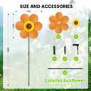 6PCS Sunflower Wind Spinners with Stakes 14" W x 29" H Wind Spinners Lawn Pinwheel Rainbow Windmill Outdoor Pinwheels for Yard DecorationMulticolor