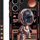 Gencyfu for Samsung Galaxy S24 Ultra Case, Astronaut Pattern Slim Liquid Silicone Anti Slip for Galaxy S24 Ultra Phone Case 6.8 inch, Space Black
