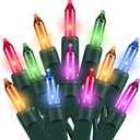 Christmas Lights Multicolor 100 Count Incandescent Light UL Certified Connectable Christmas Tree Lights with Green Wires for Indoor Outdoor Xmas, Wedding, Holiday, Party, Home Decorations