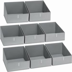 DIMJ Closet Storage Bins 8 Pack - Fabric Trapezoid Closet Organizer Bin, Foldable Storage Baskets for Shelves, Closet Shelf Organizer, Clothing Storage Box for Toys, Books, Towel, Clothes (8 Bins 11.4"x11.4"x7.8", Gray)