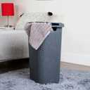 Mind Reader Slim Laundry Hamper with Lid, 60L Tall Clothes Basket, Narrow Tapered Design for Bathrooms, Closets and Laundry Rooms, Plastic, Gray, 1 Piece