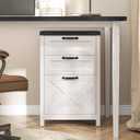 Farmhouse File Cabinet with 3 Drawers for Home Office, White and Black