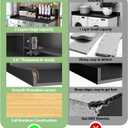 2-Tier Bamboo Laundry Washer and Dryer Countertop Black | Large Size:54"27.55",2-Tier Vertical Storage,Anti-fall Guard Rails,Rounded Corners,Easy to Clean,Non-slip pad