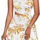 SOLY HUX Women's Floral Ruffle Mini Dress One Shoulder Sleeveless Cut Out Ruched Layered Cocktail Party Dresses, L