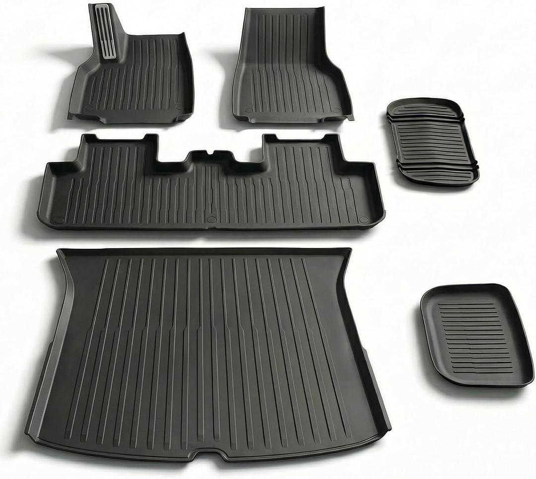 6 Pcs Liners for Tesla Model Y Juniper Accessories New 2025 2026(Not Fit Standard) All Weather Floor Mats Front Frunk Rear Trunk Mats Cargo Liner TPE Anti-Slip 5-Seater