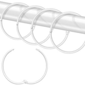 Shower Curtain Hooks Rings,24 Pcs Rustproof Metal Shower Hooks for Shower Curtain,Glide Smoothly Round Shower Rings for Curtain,Shower Curtain Rings for Bathroom Shower Rod,Snap Joint Design (White)