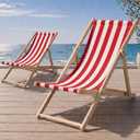 AceOrbit 2 Pcs Folding Sling Beach Chair, Adjustable,Red Stripes, 17.87 x 35.51 x 32.91 inches