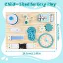 ATOYUS Montessori Busy Board Toys for Toddlers, Wooden Sensory Activity Toys for Kids, Learning Educational Travel Toy, Fine Motor Skills Christmas Birthday Gifts for Boys Girls