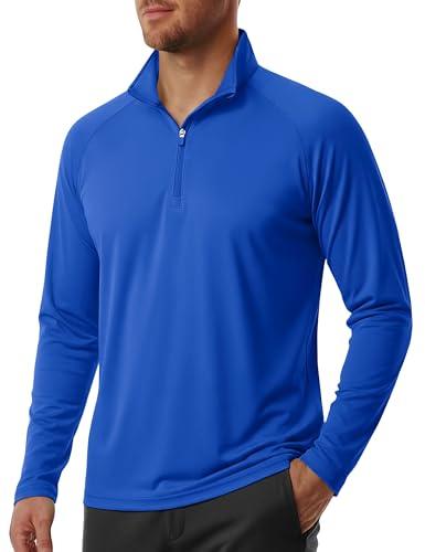 Mens Sun Protection Shirts Long Sleeve Running Shirts for Men UPF 50+ Outdoor Shirts for Men Hiking Shirts Fishing Shirts Big and Tall Dark Blue, XL