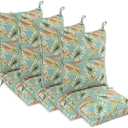Set of 4 Outdoor Dining Chair Cushions, Comfort Patio Seating Cushions, 44 x21x4.5 inch, Single Welt and Zipper (Verdant Leaf Canopy)