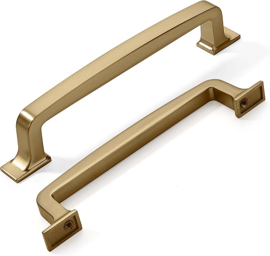 khtumeware 10 Pack 5 Inch Champagne Bronze Cabinet Pulls Warm Brass Drawer Pulls Kitchen Cabinet Hardware Kitchen Handles for Cabinets Cupboard Handles Drawer Handles (5"/128MM Hole Center)
