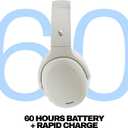 Skullcandy Crusher ANC 2 Wireless Over-Ear Bluetooth Headphones with Multi-Sensory Bass, Active Noise Cancelling, Up to 60 Hours Battery, Microphone for iPhone Android - Bone