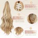 FELENDY 16" Ponytail Extension Long Curly Wavy Ponytails Clip in Claw Hair Extension Pony Tails Natural Looking Synthetic Hairpiece for Women Bleach Blonde mix Light Blonde