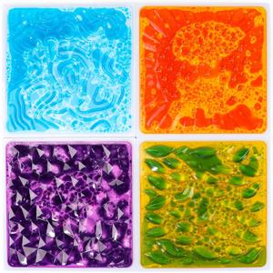 Sensory Floor Tiles, 4 Set Textured Play Mats Pads Tiles, 12" X 12" Crash Pads for Kids, Sensory Decorative Tiles with ASTM, BS EN71, CPSIA Certified (4-Color Assorted)