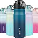 BJPKPK 18oz Insulated Water Bottle With Straw Stainless Steel Double Wall Water Bottles BPA Free Leak Proof Thermos With Lockable Flip Lid And Soft Silicone Spout,Indigo Black (18 Ounces, A-Indigo Black)