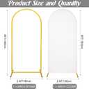 Metal Arch Stand and Cover Set,1 White Spandex Fitted Backdrop with 1 Gold Wedding Arched Stand Frame for Parties Birthday Baby Shower Bridal Banquet Decoration (6FT)