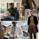 4 Pack Men's Mock Turtleneck T-Shirts Cotton Ribbed Knitted Long Sleeve Pullover Slim Fit Casual Basic Sweaters(Dark Green, Coffee, Gray, Black,Large) (Black, L)