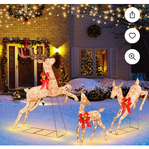 3 PCS Lighted Christmas Reindeer Family Set Holiday Decoration with 255 Lights