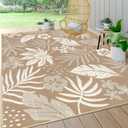 Pauwer Waterproof Outdoor Rug 8x10, Reversible Plastic Straw Patio Camping Rug, Indoor Outdoor RV Mat Carpet for Deck, Camper, Porch, Balcony, Backyard, Picnic, Floral Brown