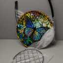 Cinnvoice Outdoor Side Table Round Small Mosaic Patio Accent Indoor End Plant Coffee Tea Table for Yard Patio Porch Garden Living Room, Bedroom (Butterfly Style, 18 Inch)