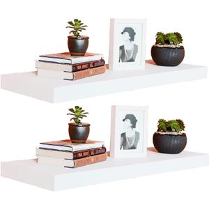 SISHHOME Floating Shelves 24 x 12 x 2 inches Set of 2,Large Wide Panel Hanging Wall Shelf for Kitchen Room,Study Room,Bedroom,Barthroom
