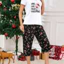 YIJIU Women's Short Sleeve Tops and Capri Pants Cute Cartoon Print Pajama Sets (S)