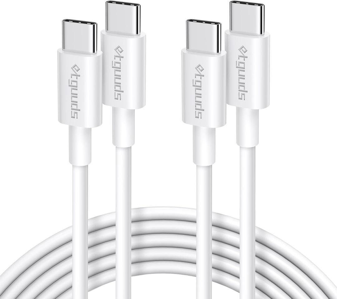 etguuds USB C to USB C Cable (3ft, 2Pack), 60W Type C to C Charger Cord Fast Charging for iPhone 16 15 Pro Max/Pro/Plus, for MacBook Pro Air/iPad mini Pro Air, for Samsung Galaxy S24 S23 (White)