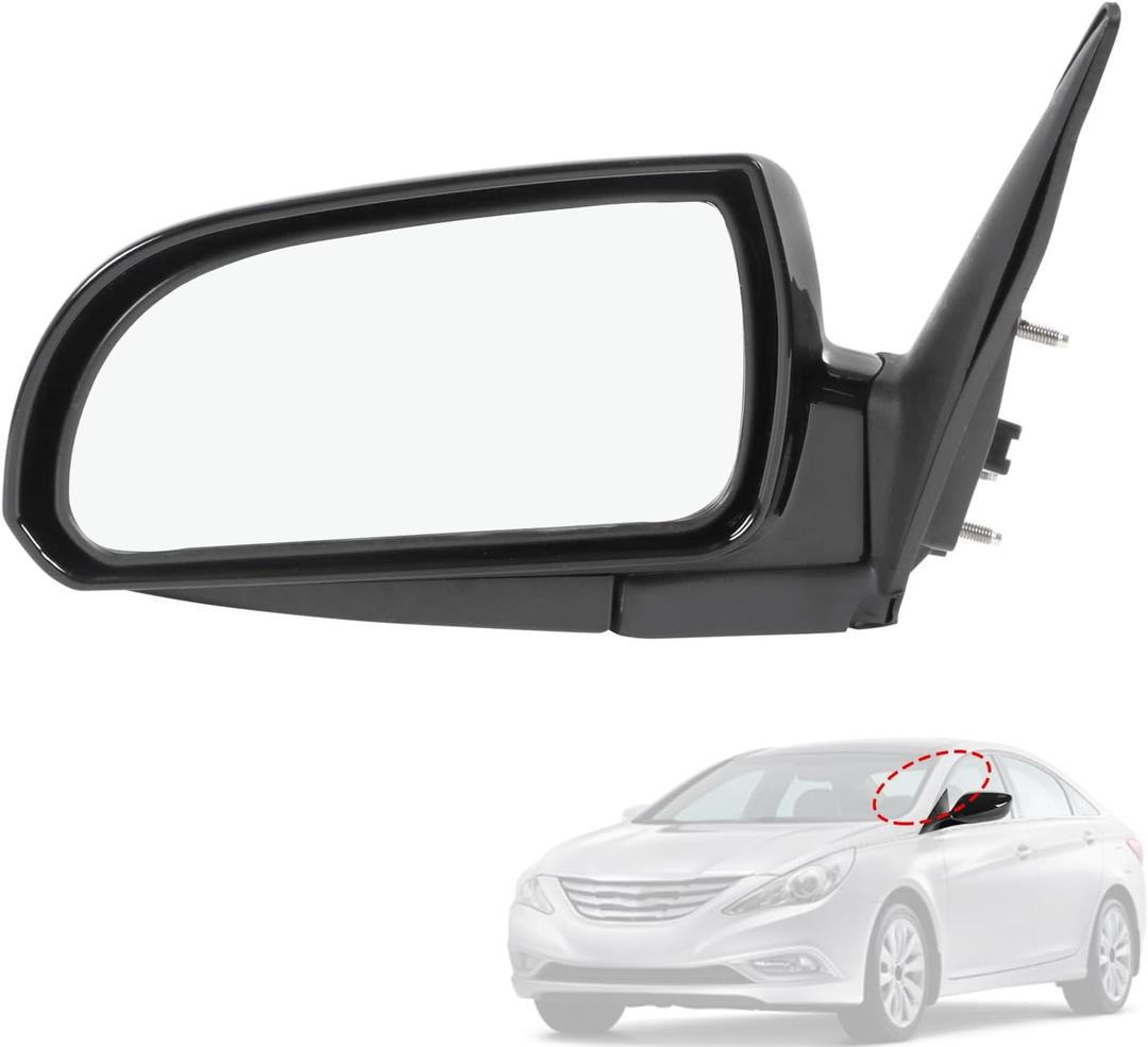 Door Mirror Left Driver Side Replacement For Hyundai Sonata 2006 2007 2008 2009 2010, Replace 87610-0A000, Black 5PINS