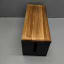Bivvclaz Large Cable Management Box, Wooden Cord Organizer Box for Desk, Floor, Office to Hide Extension Cords Power Stripes Surge Protectors Chargers Wires, Black