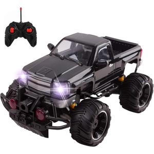 Big Wheel Beast RC Monster Truck Remote Control Doors Opening Car Light Up Headlights Ready to Run INCLUDES RECHARGEABLE BATTERY 1:14 Size Off-Road Toy (Black)