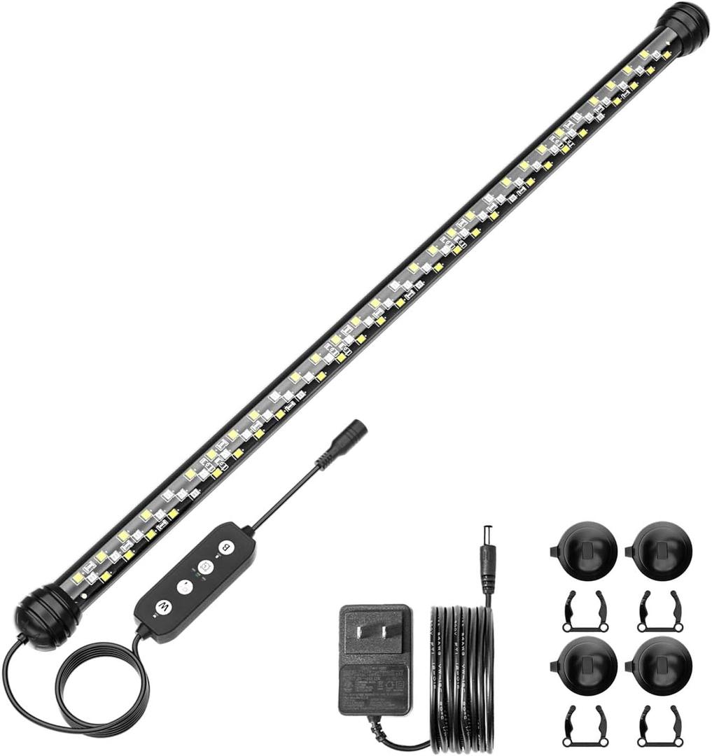SEAOURA Led Aquarium Light with Timer, Submersible Aquarium Plant Light, Fish Tank Light with Auto On/Off, 3 Lighting Modes, Adjustable Brightness (18.9 in for 20-35inch Planted Tank), 10W