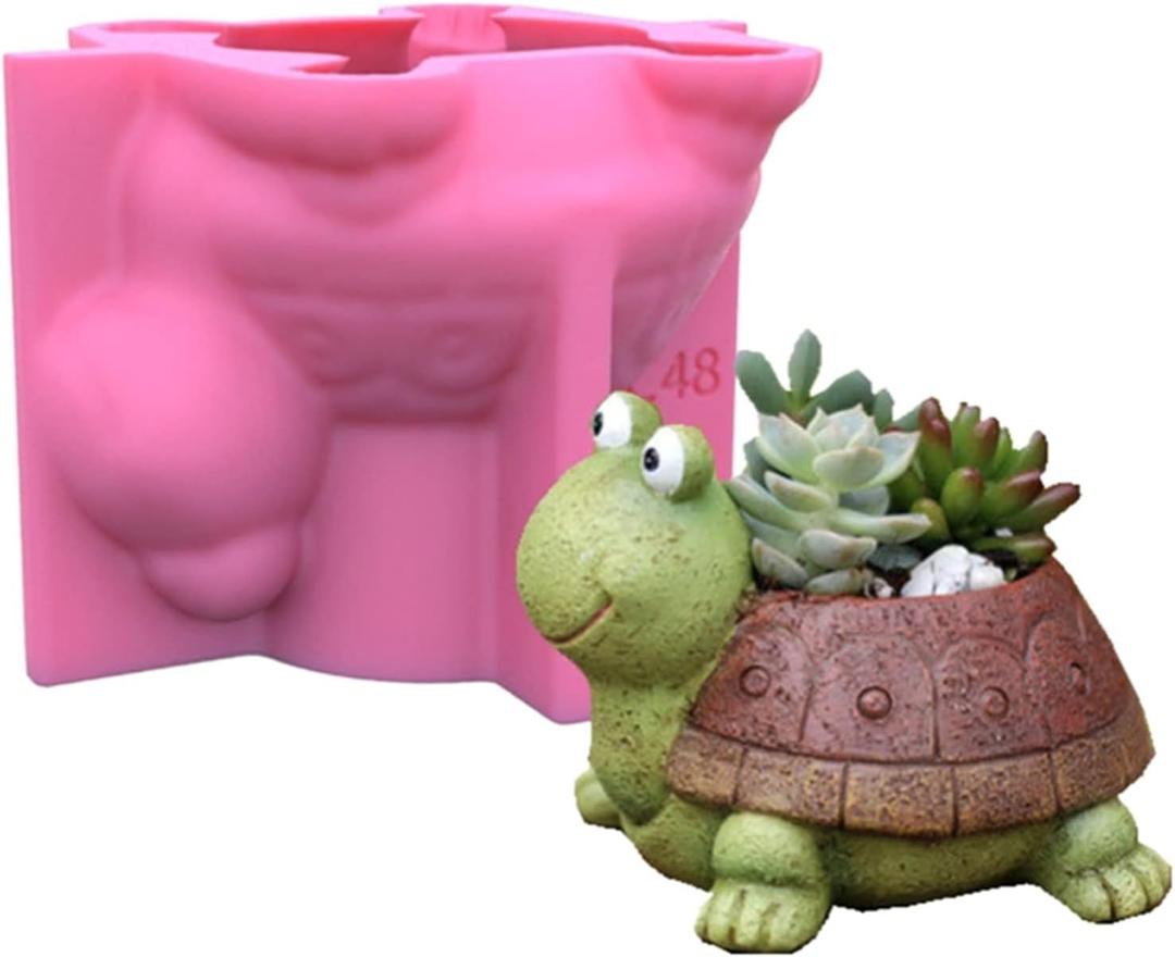 3D Tortoise Silicone Flower Pot Molds Turtle Succulent Planter Concrete Molds DIY Cactus Plaster Cement Clay Resin Craft Home Decor