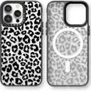 Magnetic for iPhone 13 Pro Magsafe Case Cute Aesthetic - Durable Fashion Funny Phone Case - Girly Leopard Pattern Print Cover Design for Woman Girl 6.1 inches Black