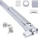 Push Bar Door Lock with 6 Keys, Emergency Exit Door Hardware with Handle, Aluminum Commercial Push Bar Panic Exit Device Left/Right Compatible