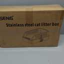 Stainless Steel Cat Litter Box with Lid, XL Extra Large High Sided Litter Box for Big Cats, Odor Free Open Top Litter Pan Easy Cleaning Anti-Urine Leakage Non-Stick, Includes Scoop, Light Grey